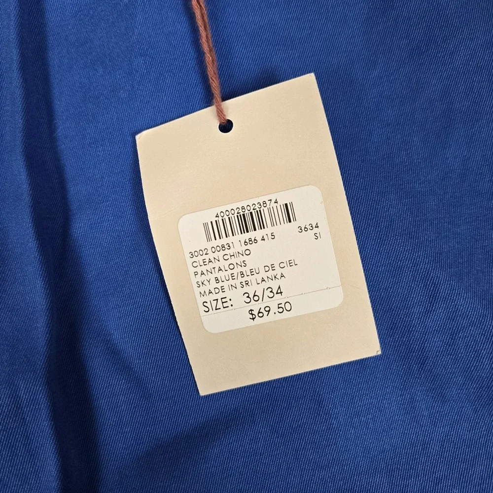 Club Monaco Pants Mens 36x34 Kennedy Classic Fit Chino Button Fly Blue NWT